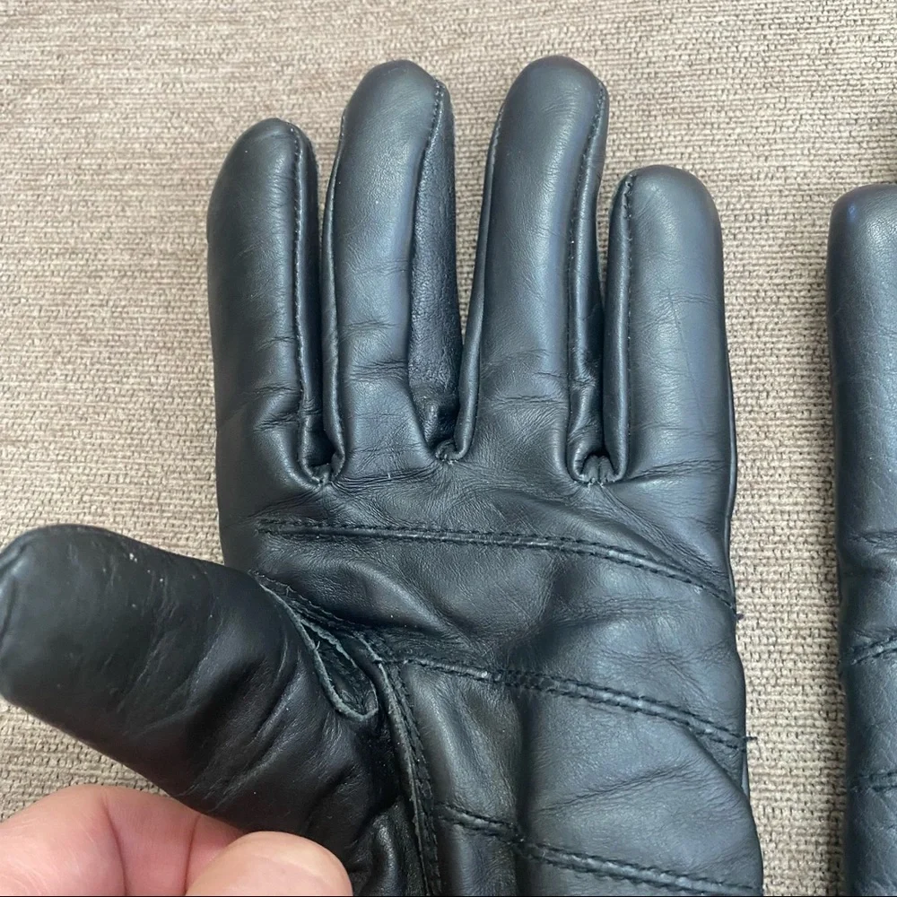 Biker's Club Black Leather Adjustable Wrist Insulated Motorcycle Gloves womens S